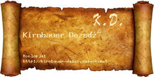 Kirnbauer Dezső névjegykártya